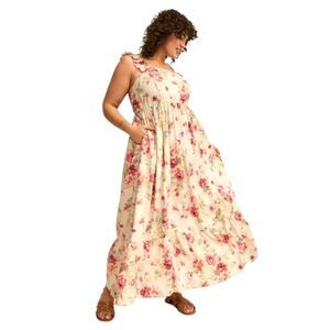 TORRID NEW MAXI Challis Steph Rose Ruffle StrapTiered Plus Size 3X Dress